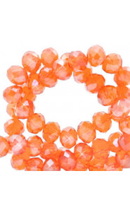 Top Glas Facett Glasschliffperlen 8x6mm rondellen Warm comfort orange-pearl shine coating